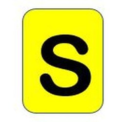 Sign black/yellow 80x51mm - Letter S